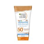 Garnier Ambre Solaire Sun Cream Lotion SPF 50+ Sensitive Advanced Kids Sun Screen 175ml, Face & Body, High UVA UVB Protect, Non-Sticky, Water-Resistant, Sand & Sweat, Hypoallergenic, Fragrance-Free