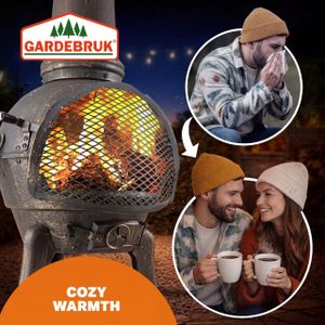 GARDEBRUK Cast Iron Patio Heater – Fire Guard, Poker & Cover, 112cm, Black