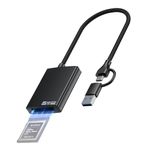 JJC 2 in 1 XQD Card Reader, Dual-Plug USB C/USB A XQD Memory Card Reader 5Gbps XQD for Sony G/M Series, Lexar 2933x/1400x Type C XQD Card for iPhone 15 Pro Max Plus/Wins/Mac OS/Android