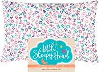 Little Sleepy Head Youth Pillow Case - 100% Made Cotton & Hypoallergenic Pillow Case - Snug Fit Envelope Pillowcase Enclosure - Youth Pillow 16x22 Size - (Cotton Candy Alphabet) Travel Pillow Cover