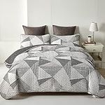 Lunoroey Bedspread Double Size Grey Geometric Quilted Bedspreads Striped Triangle Lightweight Bedspreads Coverlets Set All Season Bed Spread Set