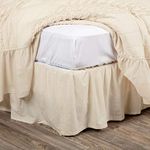 Piper Classics Olivia California King Ruffled Bed Skirt, 16" Drop, Natural Cream Linen/Cotton Gathered Dust Ruffle, Country Farmhouse Cottage Bedding