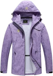 GIISAM Women's Waterproof Rain Jacket,Lightweight Windproof Full Zip Women's Packable Fall Raincoat Windbreaker with Hood(MP-PU,M)
