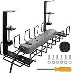 Belle Vous Under Desk Cable Management Tray - W40.2cm / 15.83 Inches - No-Drill Sturdy Black Metal Wire/Cord Basket - Cable Organiser Rack with Clamp for Home/Office Sitting or Standing Desk