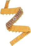 VAMA South Indian Traditional Fabric Golden Blue Stone Embroidery Cloth Saree Waist Belt Stretchable Kamarpatta Kamarbandni Kardhani For Women (Kamarbandh Belt For Saree)