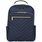 Kenneth Cole Reaction Women's Chelsea Backpack Chevron Quilted 15-Inch Laptop & Tablet Fashion Bookbag Daypack, Navy, One Size