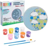 Bright Creations 11-Piece 10-Inch Paint-Your-Own Moon and Stars Stepping Stone Kit with 1 Moon and Star Stone, 8 Paint Pots with 10ml Acrylic Paint Each and 2 Paint Brushes for Yard Walkway Decoration