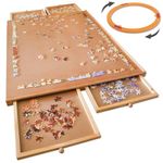 Bits and Pieces - Spinning 1500 Piece Puzzle Board with Drawers - The Original Jumbo Wooden Puzzle Plateau with Base Spinner - Tabletop Deluxe Jigsaw Puzzle Organizer (Jumbo Plateau with Spinner)