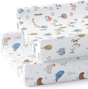 Baby Changing Pad Cover 2-Pack (Farm Animals) - Premium Fitted Sheets Changing Table Cover - Buttery Soft Cotton Blend - Diaper Changing Pad Cover - Changing Pad Sheets