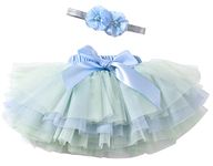 Happy Cherry Baby Girls Tulle Tutu Skirt Floral Headband Set Cotton Bloomers Diaper Covers Party Dress Green S