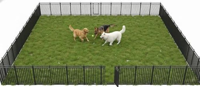 Petorldog Dog Fence Outdoor Indoor, 40 Inches Height, 48 Panels Dog Playpen for Large/Medium/Small Dogs Metal Dog Pen for Yard Camping and RV, Black-Silver
