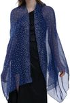 BANETTETA Starry Night Shawls and Wraps for Evening Dresses/Weddings Shawl Wrap Shiny Scarfâ€¦, C. Navy Blue/Silver Stars, Large