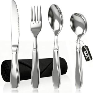 Weighted Utensils for Hand Tremors & Parkinsons Patients - Weighted Silverware for Hand Tremors, Elderly, Arthritis, Weak Hand Grip - Stainless Steel & Dishwasher Safe, Heavy Silverware for Tremors
