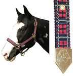 Intrepid International Plaid Nylon Padded Horse Halter, Navy/Red, Large