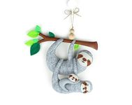 AGD Handmade Sloth Family Wall Hanging Kids Room Decor, Cute Animals Toddler Diwali Gifts, Baby Nursery Room Decoration Item, Jungle Baby Shower Birthday Party Favour, Felt Ornaments