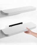 Gronda White Floating Shelves for Wall, Set of 2 Modern Midcentury Wall Mounted Shelf Curved Edge Design with Large Decor Storage Display Shelf for Bathroom, Bedroom, Kitchen, Office, Living Room 60CM
