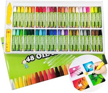 PENTRISTA Oil Pastels Set of 48 Assorted Colors, Non-Toxic Soft Oil Pastel Crayons for Smooth Drawing and Blending,Oil Pastels for Artists, Kids,Beginners, Students, 1 Sharpener and 1 Pastel Holder