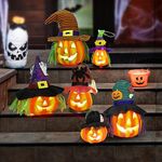 6-Pack LED Light-Up Jack-o'-Lantern Set - Halloween Pumpkin Prop Decorations for Indoor and Outdoor Use