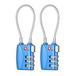 ZHEGE Travel Lock TSA Approved, Cable Travel Lock, 3 Digit Combination Zipper Locks for Suitcases, Baggage, Backpacks, Briefcases, Small Suitcase Padlocks for Gym, School (Blue, 2 Pack)