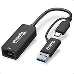 Plugable 2.5G USB C and USB to Ethernet Adapter, 2-in-1 Adapter Compatible with USB-C Thunderbolt 3 or USB 3.0, USB-C to RJ45 2.5 Gigabit LAN Ethernet, Compatible with Mac and Windows