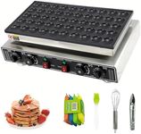 Takywep 50 Pcs Mini Pancake Baker, 1800W Electric Nonstick Mini Waffle Maker Machine with Temp & Time Control, Stainless Steel, Perfect for Home or Commercial Use