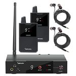 Levusu Pro UHF Dual Wireless in-Ear Monitor System with Earphone,180Ft, Rack Mount, Professional IEM Stereo System Transmitter and Beltpack for Studio, Band Rehearsal, Live Performance (2 Bodypack)