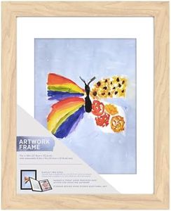 MCS Kids' Artwork Frame, Changeable Magnetic Picture Frame with Storage for Children's Art, 11 x 14 Inch with 8.5 x 11 Inch Mat, Natural Woodgrain