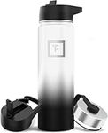 Iron Flask Sports Water Bottle - 22oz 3 Lids (Straw Lid), Vacuum Insulated Stainless Steel, Hot Cold, Modern Double Walled, Simple Thermo Cup (Day & Night)