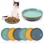 6 Pcs Cat Food Dish, Shallow Cat Food Dish Cat Wet Food Flat Cat Bowls Whisker Fatigue Free Cat Food Bowls Cat Dishes for Food and Water Wide Cat Plate for Kittens and Short Legged Cat