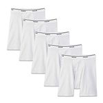 Fruit of the Loom Men's 5-Pack No Ride Up White Boxer Brief, White,Large