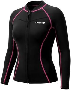 Owntop Women Wetsuit Top, 2mm Thermal Neoprene Jacket, High Stretch for Cold Water Swimming Surfing Snorkeling, Front Zip