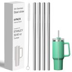 FYY Reusable Straws for Stanley 40 oz 30 oz Cup Tumbler - 4 Pack Stainless Steel Metal Drinking Straw with Cleaning Brush, 12 inch Long, 0.35 inch Wide Straws for Stanley Accessories