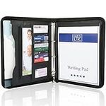 H&S A4 Zipped Conference Folder Padfolio Folio Case Business Faux Leather Document Bag Portfolio - Ring Binder