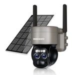 4K Solar Security Cameras Wireless Outdoor, BEENOZO Dual Lens 360°PTZ Solar Camera Outdoor Wireless Camera for Home Security with 2.4GHz, 2-Way Talk, Full Color Night Vision, PIR Detection, IP66(Gold)