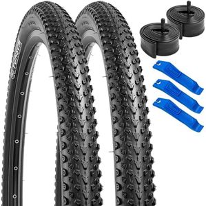 YUNSCM 26" Mountain Bike Tires 26x1.95/50-559 60TPI and 26" Bike Tubes Schrader Valve Compatible with 26x1.90 26x1.95 26x2.0 26x2.10 26x2.125 26x2.25 Bike Bicycle Tires and Tubes (W-3104)
