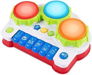 Pup Go Baby Musical Drums Piano Toy with Music, Animal Sounds and Light - Early Education Learning Electronic Keyboard Musical Instrument Toys for Toddlers Kids Boys and Girls