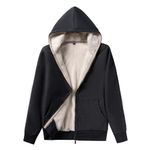 AOTORR Ladies Plain Fleece Hoodie Coats Womens Zip Up Long Sleeve Winter Warm Hooded Jacket Dark Gray Large