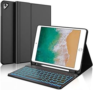 IVEOPPE Teclado iPad 6 Generación, Teclado iPad 9.7, Funda Teclado Español Ñ Bluetooth Retroiluminado Desmontable para iPad Air 2, iPad Air 1 iPad 6 2018 /iPad 5 2017/iPad Pro 9.7, Negro