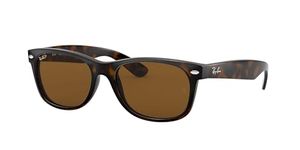 Ray-Ban RB2132 New Wayfarer Square Sunglasses, Tortoise/Polarized B-15 Brown, 55 mm