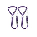 Dog Seat Belt Harness for Car - 2-in-1 Leash and Restraint Secures to Headrest. Adjustable Bungee, Strong, Durable, 360 Degree Swivel Attach Won't Twist, Reflective, Easy to Use (Purple, 2PACK)