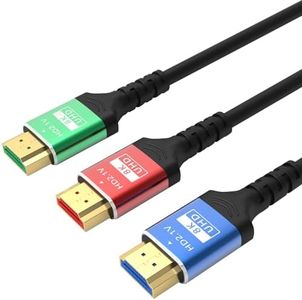 tunghey 3Pack 3 Color Ultra High Speed HDMI 48Gbps 8K HDMI Cable with 8K@60Hz, 4K@240Hz and HDR Support for PS5, Xbox Series X/S, RTX3080/3090, RX 6800/6900 [Red Blue Green] (3m)