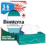 Bonterra Responsibly Sourced 3 Ply Facial Tissue, Soft, Strong, and Plastic-Free, 3 Mega Boxes = 6 Single Boxes