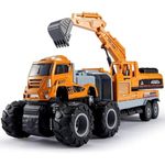 Diecast Truck Toy Excavator Toy for Kids Die Cast Metal Head ABS Plastic Friction Power