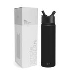 Simple Modern Water Bottle with Straw | Insulated Stainless Steel Thermos for Sports Gym | Summit Collection | 22oz | Midnight Black