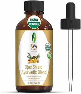 SVA Organics Ojas Shield Blend 1 Oz (30 ml)Therapeutic Grade Organic Oils:Clove Oil, Cinnamon Oil, Eucalyptus Oil, Turmeric Oil, Rosemary Oil, Lemon Oil For Wellness, Vitality, Aromatherapy & Diffuser