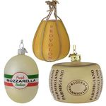 Kurt Adler NOBLE GEMS GLASS ITALIAN CHEESE ORNAMENT - 3 ASSORTED: PARMIGGIANO, PROVOLONE AND MOZZERELLA