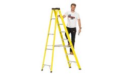 The Workplace Depot 8 Tread Fibreglass Step Ladder – Lightweight, Stable & EN-131 Certified – Professional-Grade Ladder for Electrical & Industrial Use