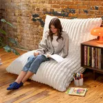 Jaxx Pillow Saxx 5.5-Foot Faux Fur - Luxuriously Soft Bean Bag Floor Pillow and Lounger, Mondo Ivory