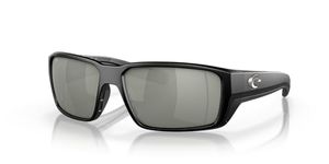 Costa Del Mar Men's Fantail Pro Fishing and Watersports Rectangular Sunglasses, Matte Black/Grey Silver Mirrored Polarized-580g, 60 mm