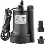 WASSERMANN 1/4HP Utility Pump 1850GPH Thermoplastic Submersible Water Pump Electric Portable Sump Pump for Draining Swimming Pool Hot Tubs Garden Pond Basement Portable Utility Pump with 10ft Cord